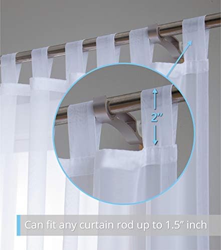 HLC ME White Tab Top Curtain Panels 54x108 Set of 2