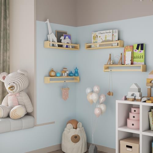 24 Inch Solid Wood Floating Shelves Set of 2 for Nursery