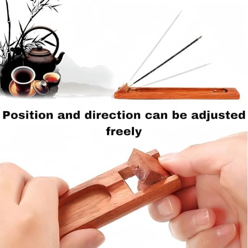 Wood Incense Holder with Adjustable Angle and Ash Catcher