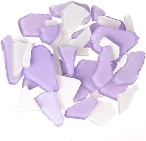 Sea Glass for Crafts - 11oz Purple White Tumbled Decor
