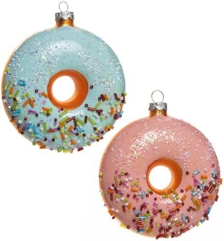 2pcs Glass Donut Christmas Ornaments for Tree