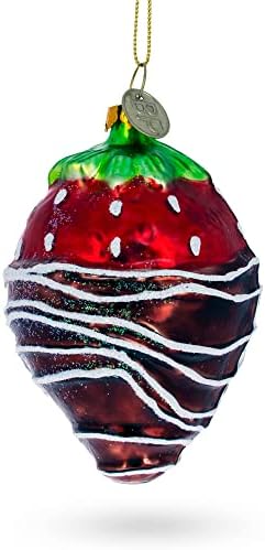 Chocolate Dipped Strawberry Glass Christmas Ornament