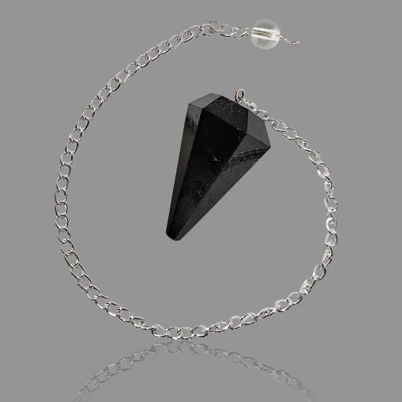 Aleafa Armlet Black Tourmaline Dowser 6 Faceted Pendulum Crystal