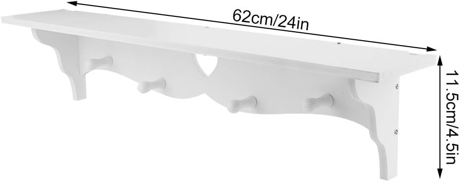 LZKW Floating Shelf Coat Rack With Hooks White