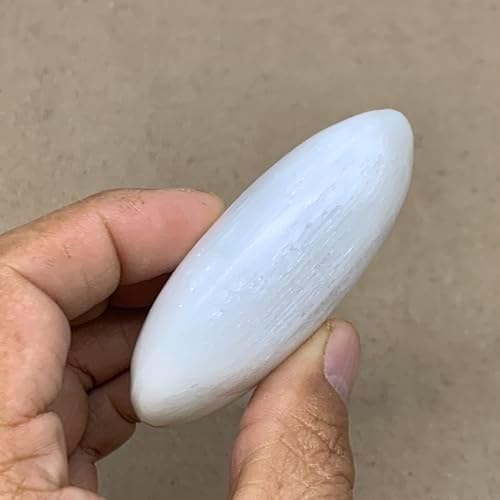 WatanGems 100g Natural Selenite Palmstone Crystal Pillow Shape
