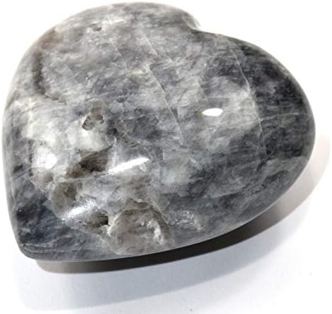 Black Moonstone Puffy Heart with Smoky Quartz Display Stand