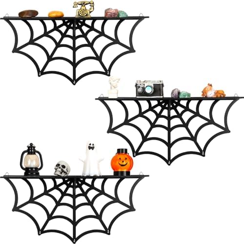 Geetery 3 Piece Gothic Spider Web Wall Shelves
