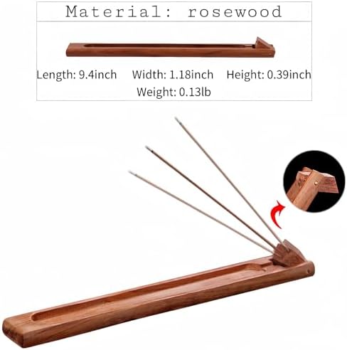 Wood Incense Holder with Adjustable Angle and Ash Catcher