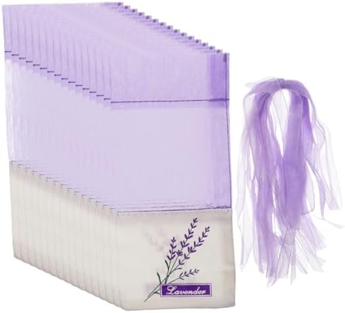 Luxshiny 50pcs Linen Lavender Sachet Bags
