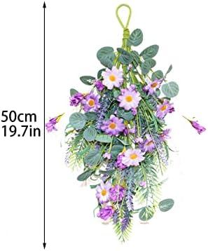 Firlar 197 Inch Artificial Daisy Wreath with Lavender and Eucalyptus