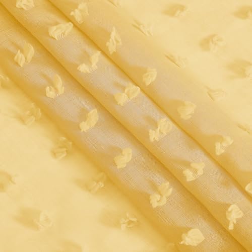 Guken Yellow Semi Sheer Curtains 2 Panels 108 Inches Long