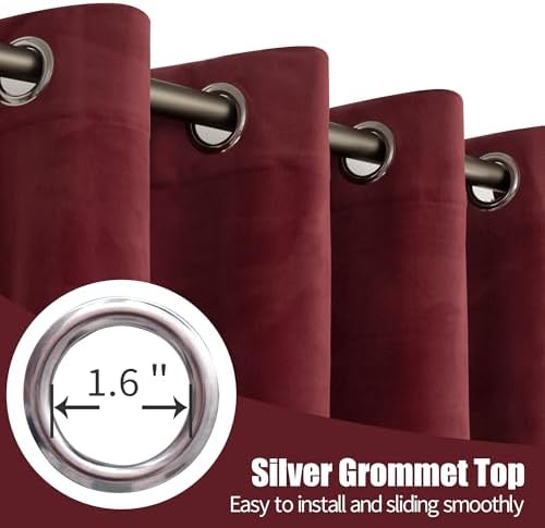 YoungsTex Burgundy Velvet Curtain Panels 52x108 Inch 2 Panels