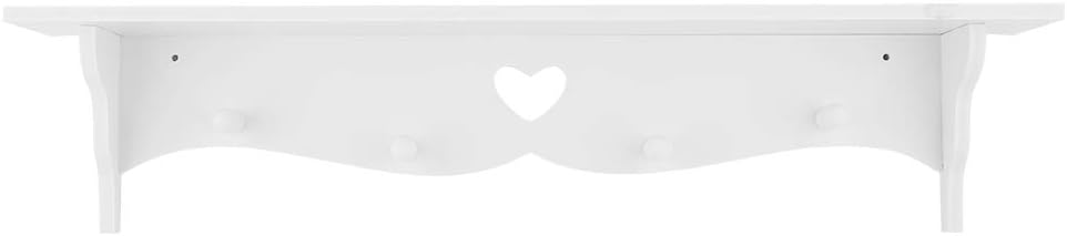 LZKW Floating Shelf Coat Rack With Hooks White