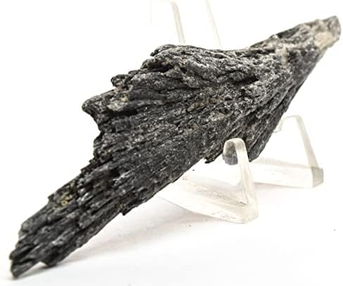 100mm Black Kyanite Feather Blades with Clear Mica Cluster - Brazil