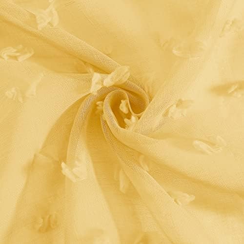 Guken Yellow Semi Sheer Curtains 2 Panels 108 Inches Long