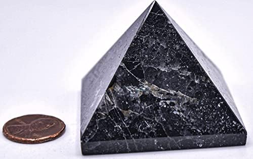 49mm Black Tourmaline Schorl Pyramid Gemstone with Clear Quartz Cabochon