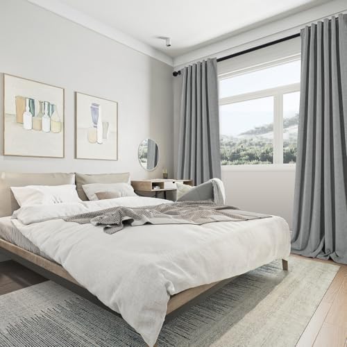 Pangsinn Full Blackout Grey Curtains 52x84 Inches for Bedroom and Living Room