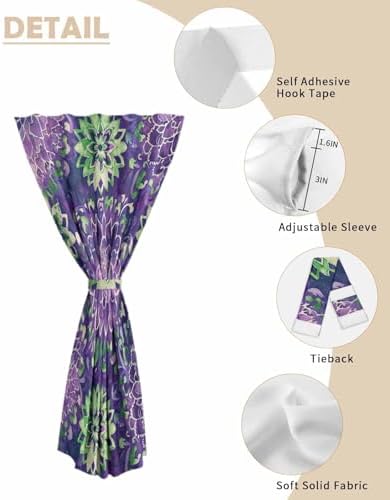 Purple Floral Self Adhesive Portable Curtains for Windows