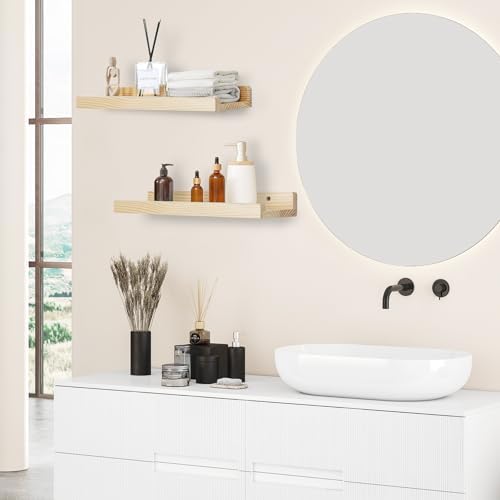 RANXFLOAT 165 Inch Set of 2 Wooden Floating Wall Shelves