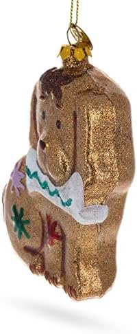 Glitter Spaniel Dog Clutching Bone Glass Christmas Ornament