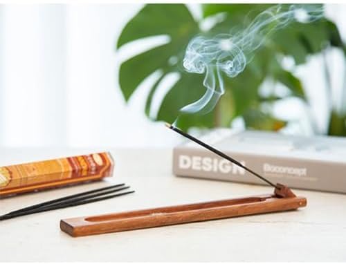 Wood Incense Holder with Adjustable Angle and Ash Catcher