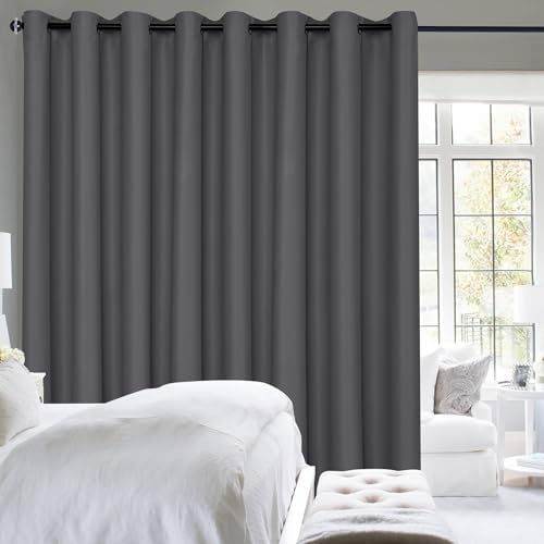 Hiasan Room Divider Blackout Curtains 100x84 Inches Dark Grey Grommet Panel