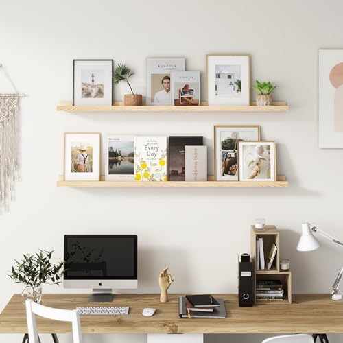 Picture Ledge Shelf for Wall 36 Inch Solid Pine Wood 2 Pack