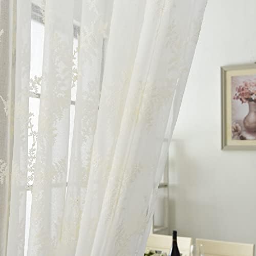 Pastoral Style Pine Tree Embroidery Rod Pocket Curtains 2 Panels