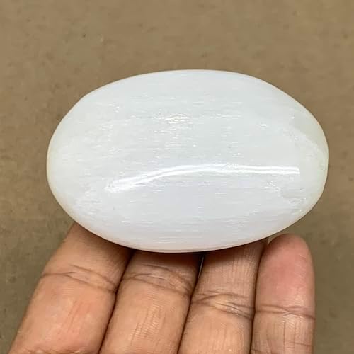 WatanGems 100g Natural Selenite Palmstone Crystal Pillow Shape