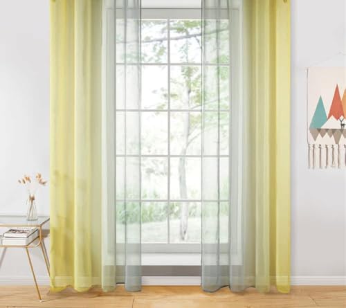 Iuokuby European American Color Gradient Rod Pocket Curtains
