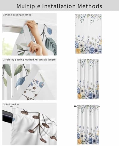 Yomandocix Eucalyptus Self Adhesive Curtains 52x84 Inches