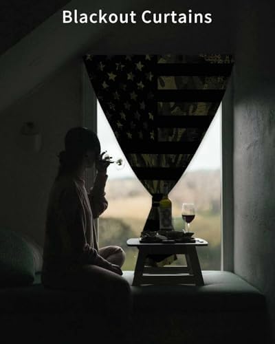 Green American Flag Self Adhesive Blackout Curtains for Windows