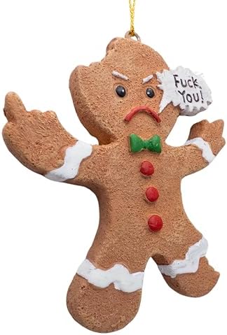 Mad Gingerbread Man Middle Finger Christmas Ornament