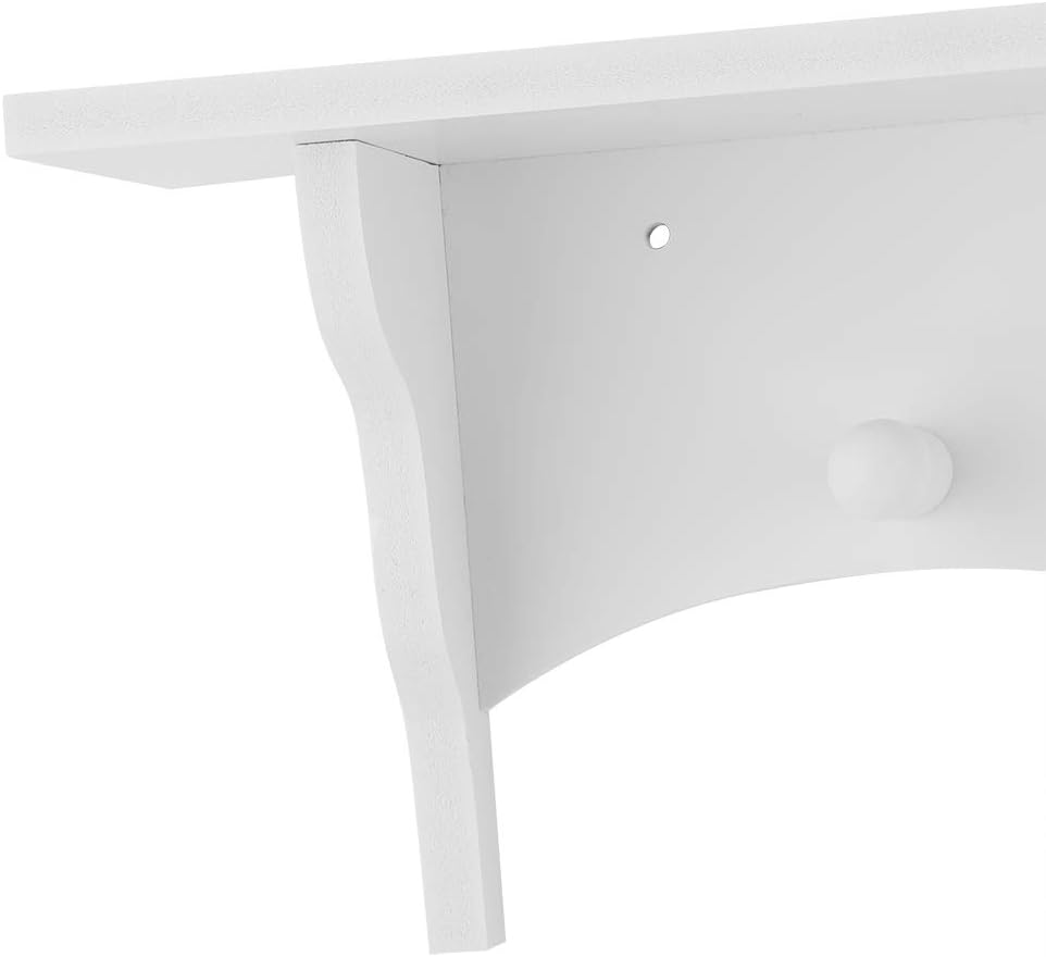 LZKW Floating Shelf Coat Rack With Hooks White