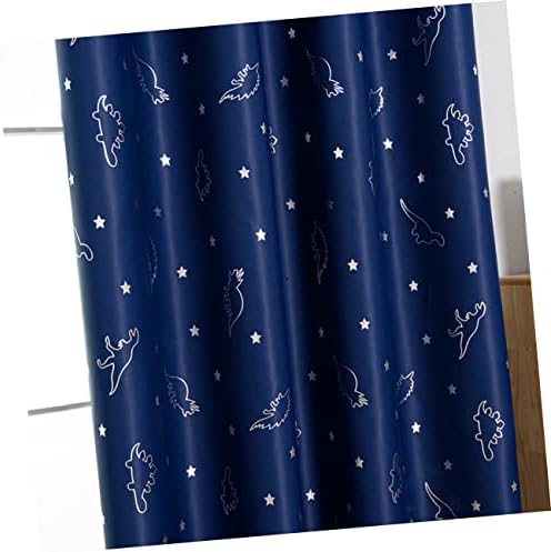 1 Pair Adorable Dinosaur Printed Curtains for Home Navy Blue