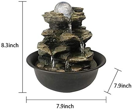 BBabe Spinning Orb Rock Cascade Tabletop Fountain with LED Light