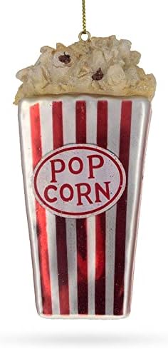 Popcorn Bucket Movie Enthusiast Glass Christmas Ornament