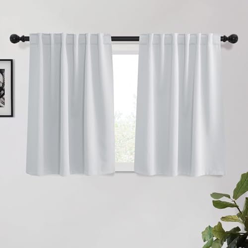 KGORGE 45 Inch Curtains 2 Panels Greyish White