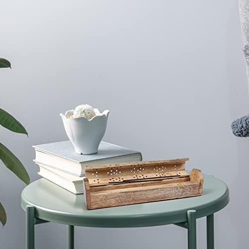 Homebia Designs 12 Inch Brass Incense Holder with Storage