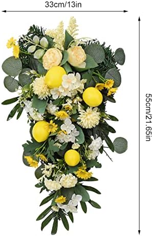 Artificial Lemon Teardrop Wreath for Christmas Decor