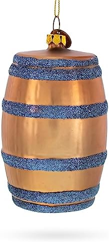 Aged Whiskey Barrel Glass Christmas Ornament