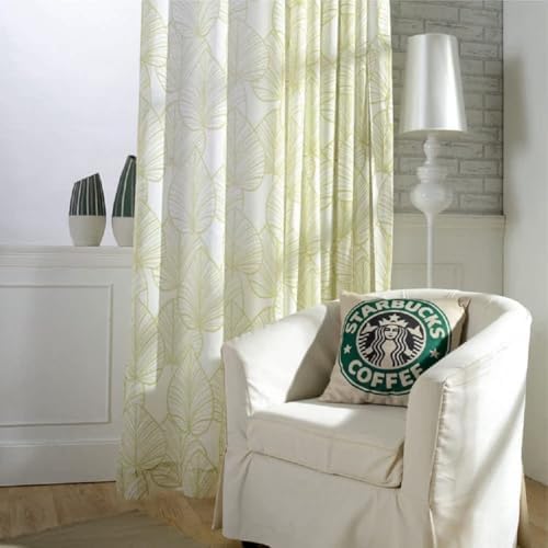 Simple European Style Semi Sheer Curtain Panel Green