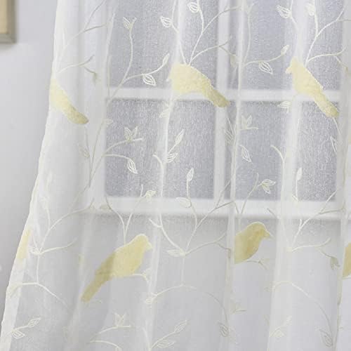 White Bridal Pattern Embroidered Semi Sheer Curtain Panel