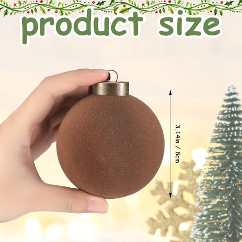 30Pcs Velvet Christmas Balls in Green Brown and Beige