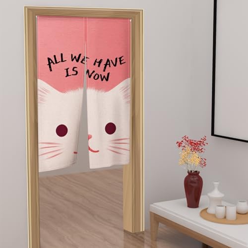 Leowefowa Japanese Style Pink Door Curtain with Animal Design