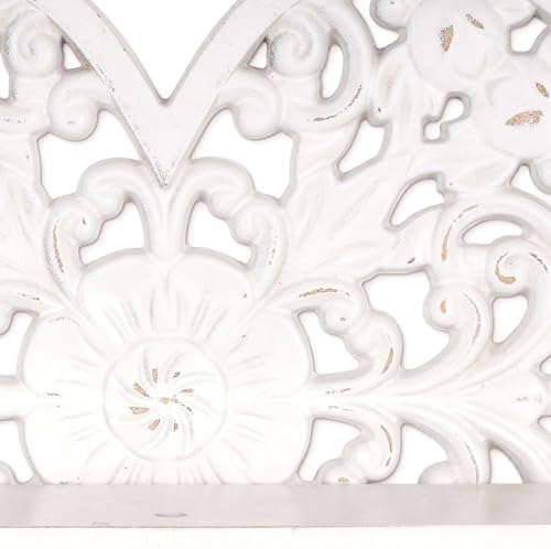 Rustic Heart-Shaped Floating Shelf with Hooks