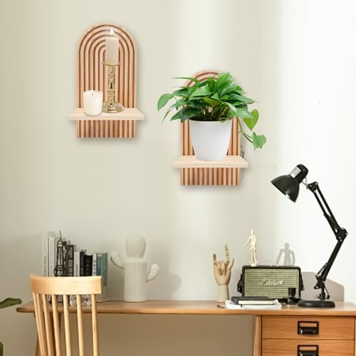 2 Pcs Boho Rainbow Floating Wall Shelves