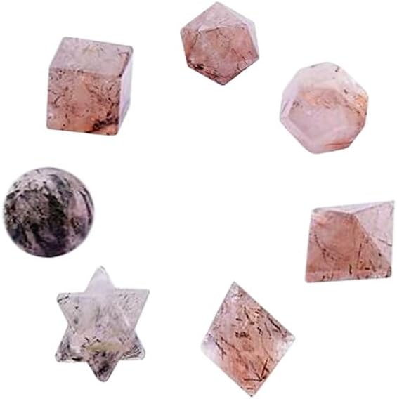 Black Rutile Geometry Set of 7 Stones