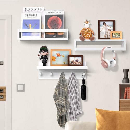 Ollieroo Set of Four Floating Book Shelves for Wall