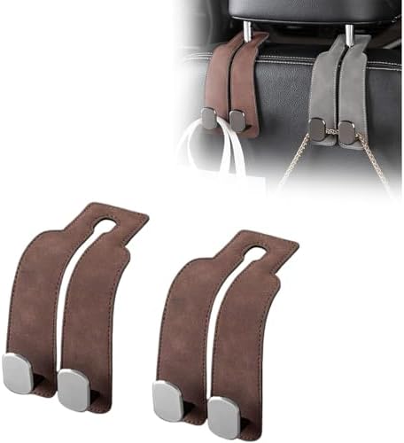 TwinHook Leather Car Headrest Hangers Brown 2